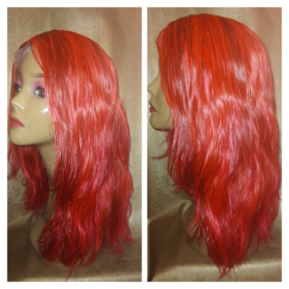 14" 100% human virgin red body wave hair wig - Picture 3 of 8